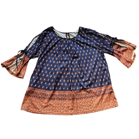 Weekend Suzanne Betro Navy and Rust Women's Tunic Top - Picture 2 of 6